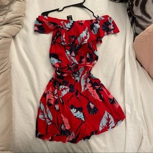 Express Red Floral Romper NWT